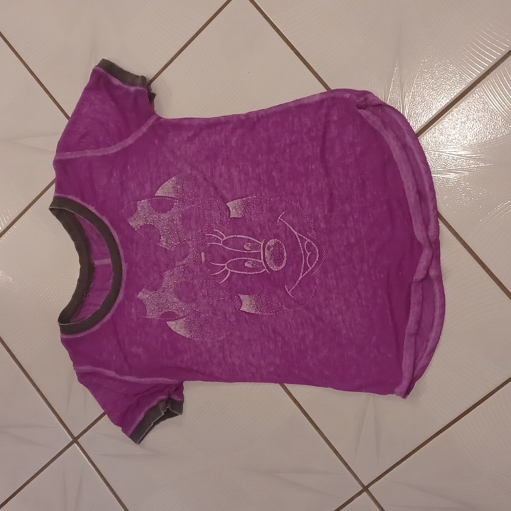 4/$30 Sparkly Sheer Minnie Mouse Tee - Size Large (Girl)